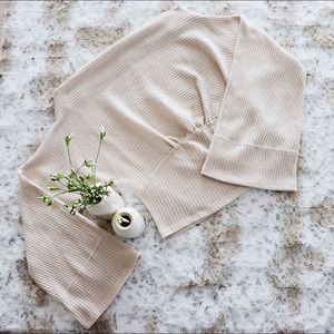 Free People Cream Textured Top